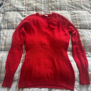 Red V-Neck Women's Sweater
